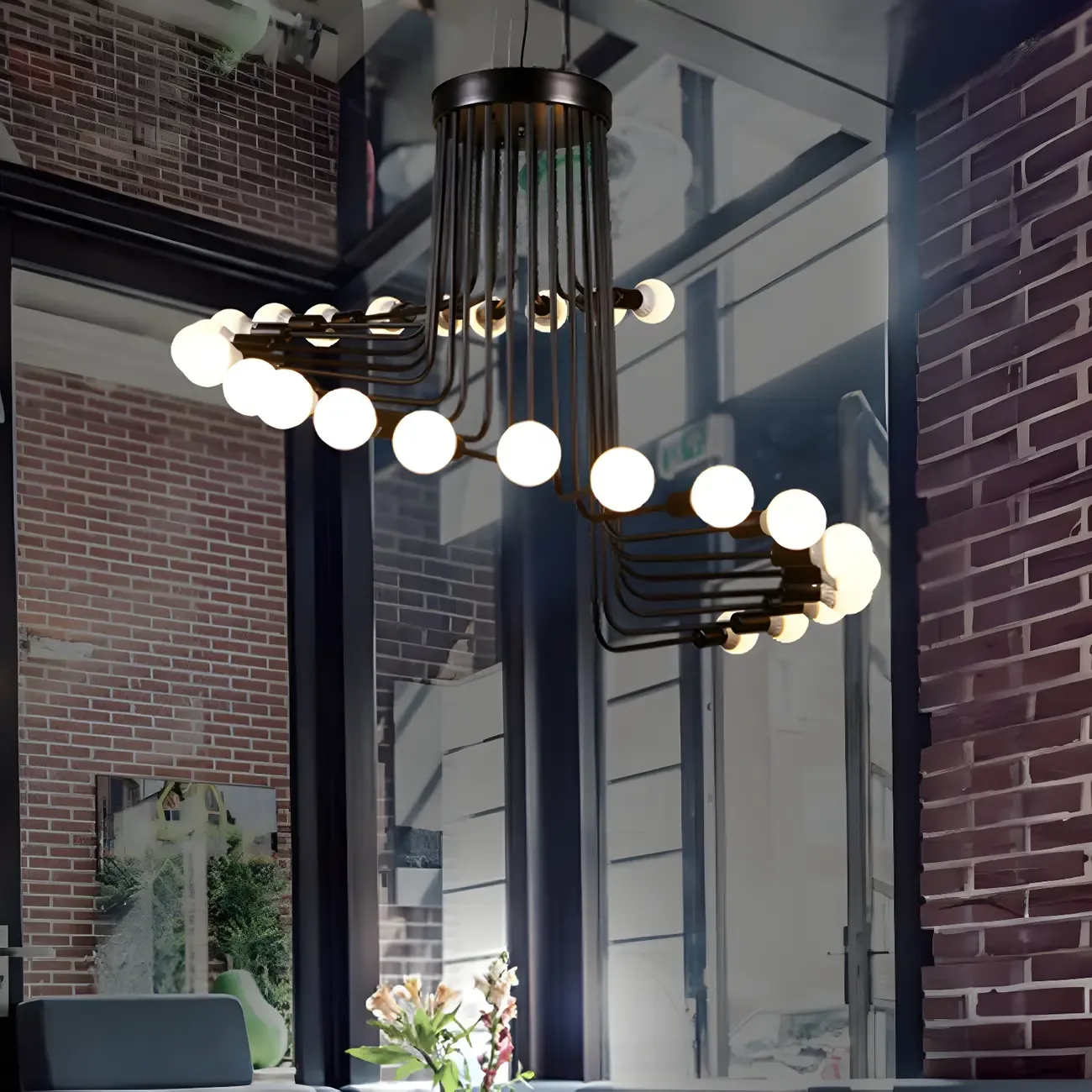Black Modern Glass Linear Chandelier Light