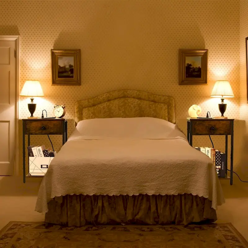 Set of 2 Nightstand with Charging Station