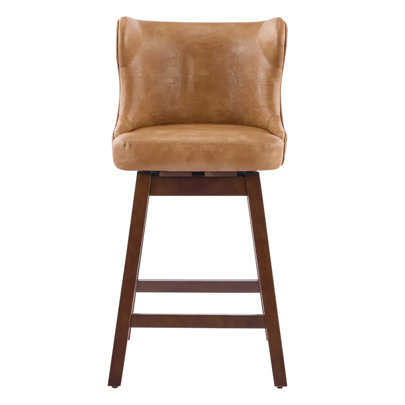 Set Of 2 Bar Height Mid-century Modern Upholstered Bar Stools