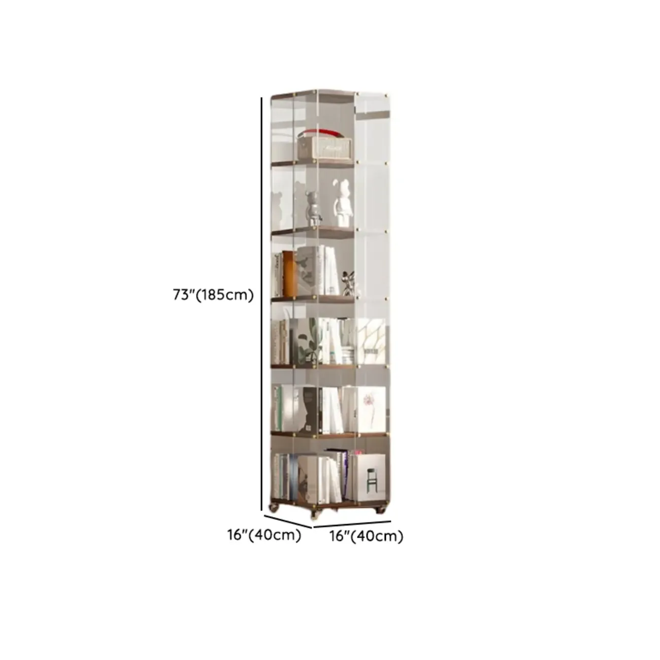 Art Deco Square Timber Shelf Glass Panel Swivel Chest