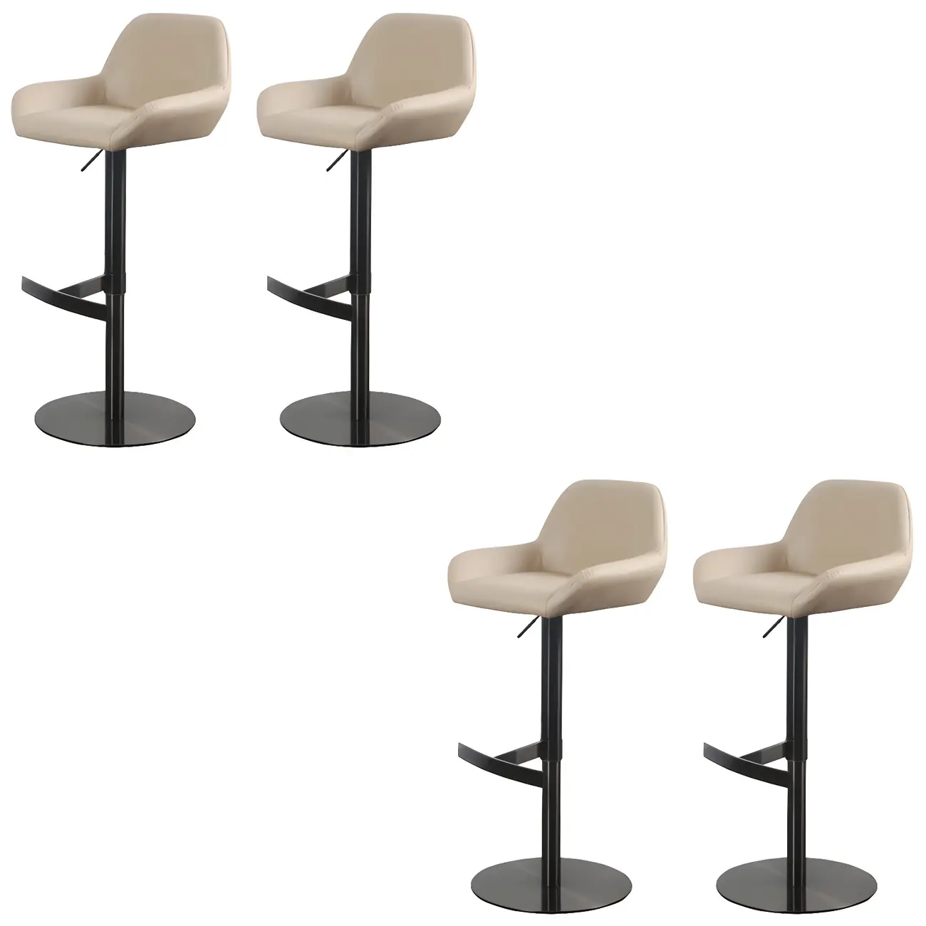 Glossy Metal Bucket Swivel Adjustable Bar Stools