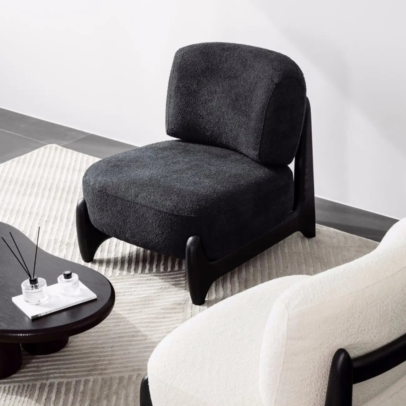 Modern Fabric Black Slipper Chair with Cushion