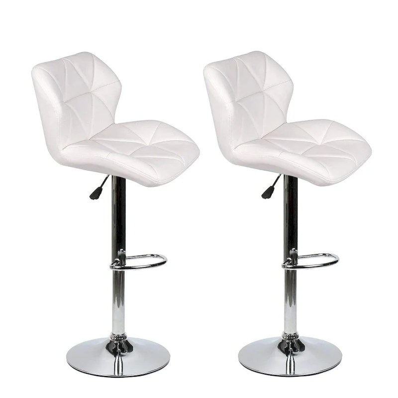Modern Faux Leather Adjustable Swivel Bar Stools (Set of 2)