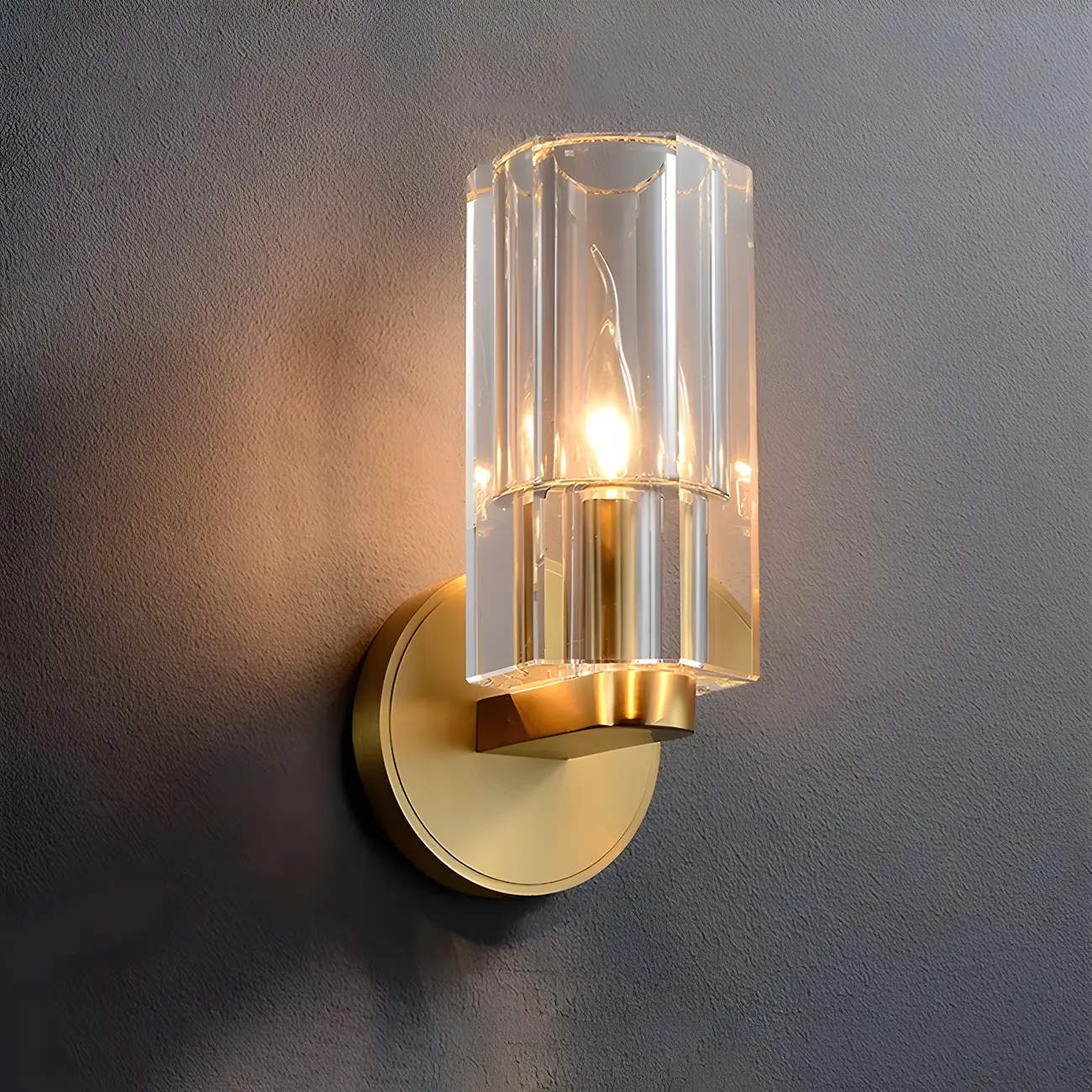 Mini Modern Elegant Gold Up Crystal Cylinder Vanity Light