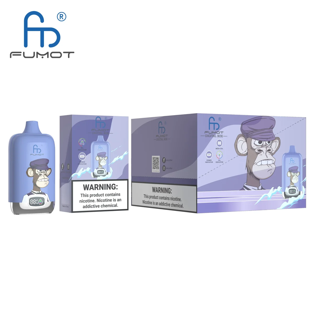 Fumot Digital Box 12000 Blue Razz Lemonade – 10er-Displaybox mit Einweg-Vape und Einzelpackung