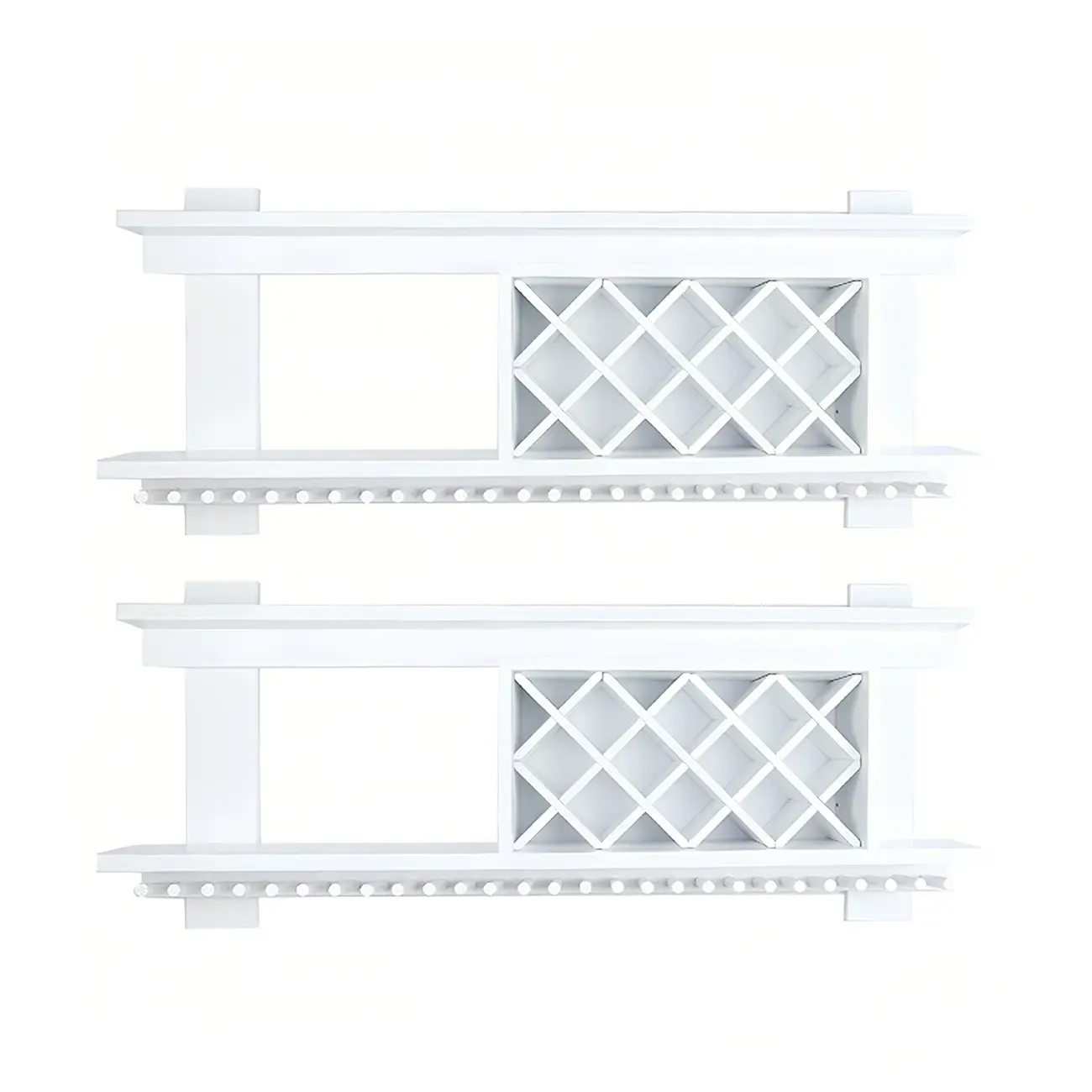 Pine Wooden Wall-Mounted Display Open Wine Bottle & Glass Rack