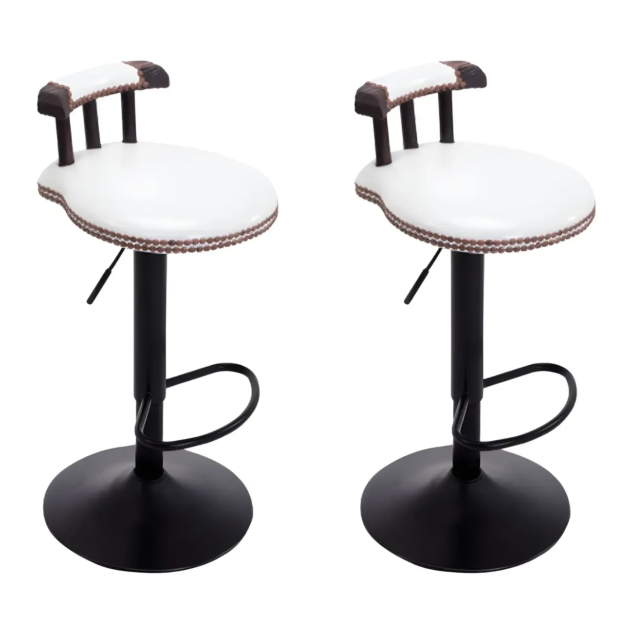 Industrial Round Leather Adjustable Bar Stools