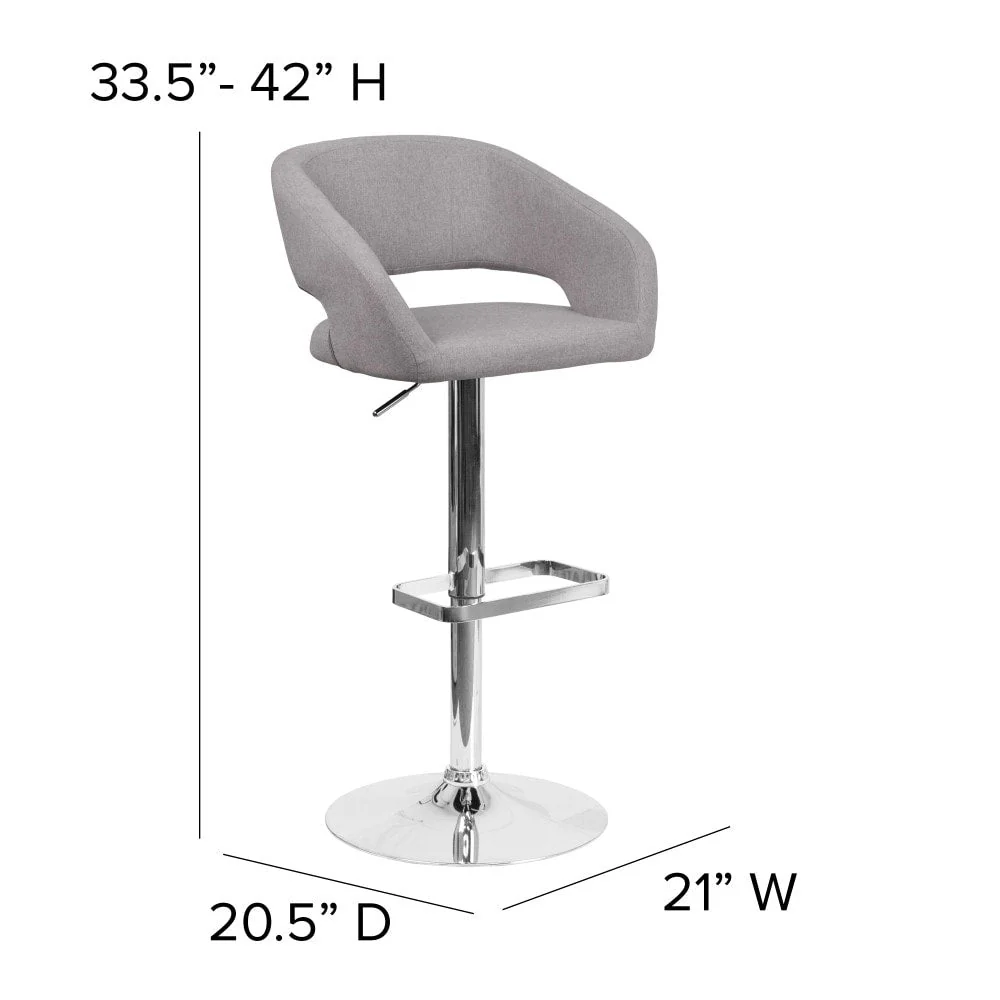 Modern Upholstered Adjustable-Height Barstool with Rounded Back