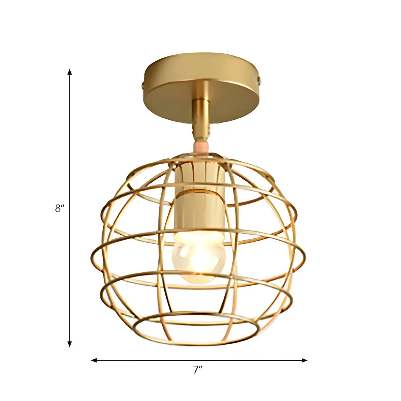 Industrial Brass Dome Semi Flush Metal Ceiling Light