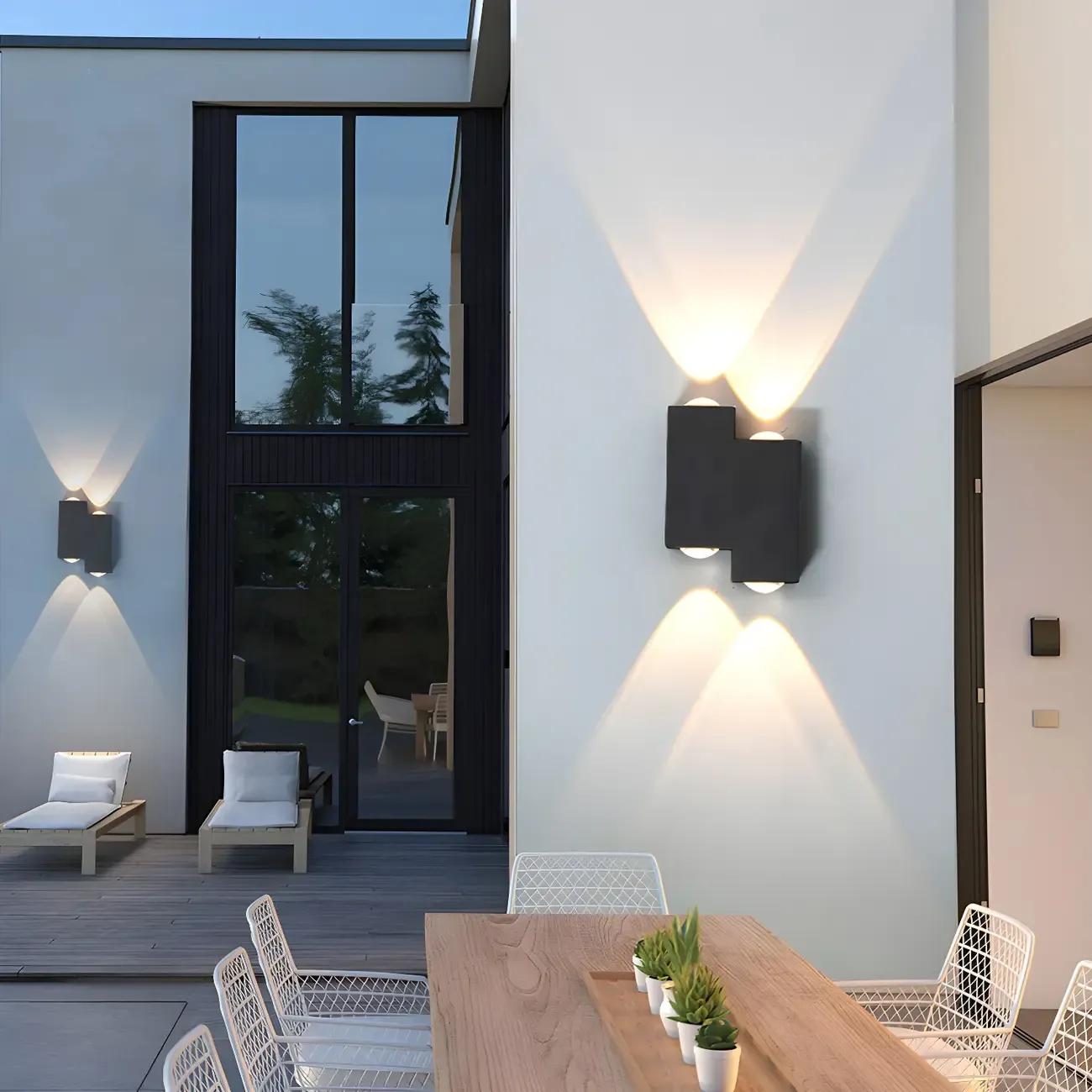 Modern Geometric Metal Black LED Outdoor Wall Light
