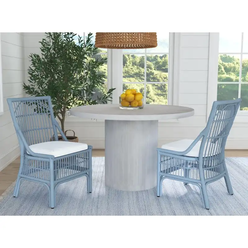 Rattan Slat Back Cushioned Dining Chairs, Set of Two by East at Main