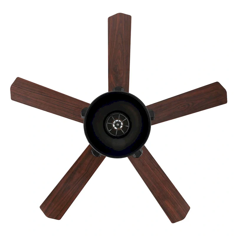 Ashton 52  1-Light Farmhouse Industrial Iron Dome Shade LED Ceiling Fan With Remote, Black by JONATHAN Y