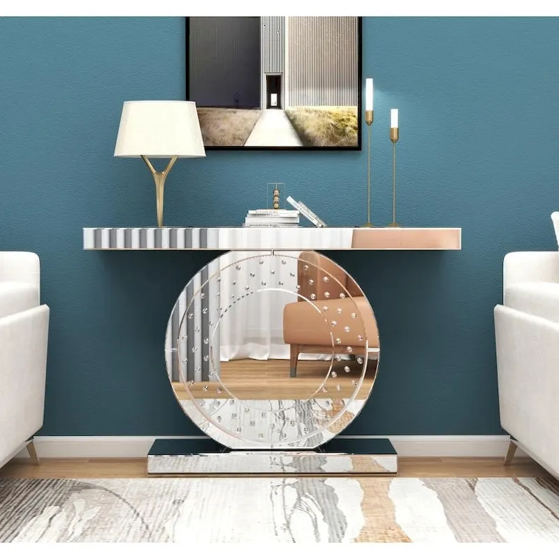 Modern Console Table with Crystal Base Entryway Sofa Table