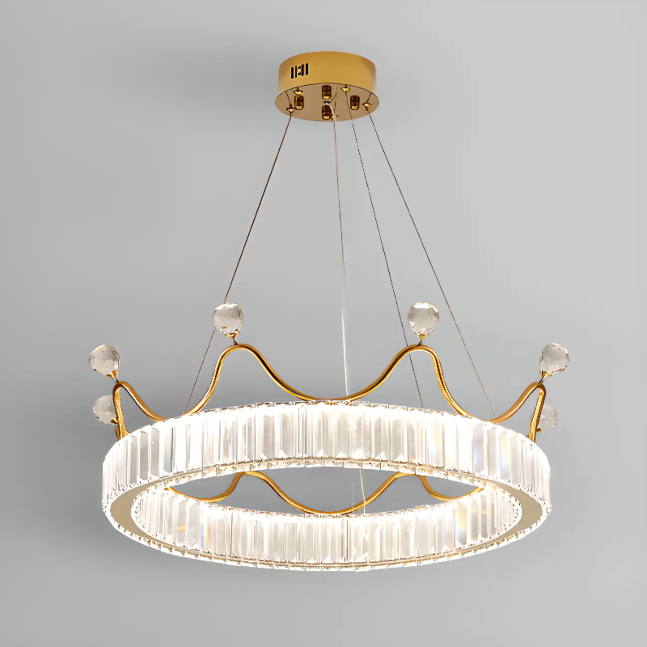 Elegant LED Golden Crown Shape Crystal Chandelier