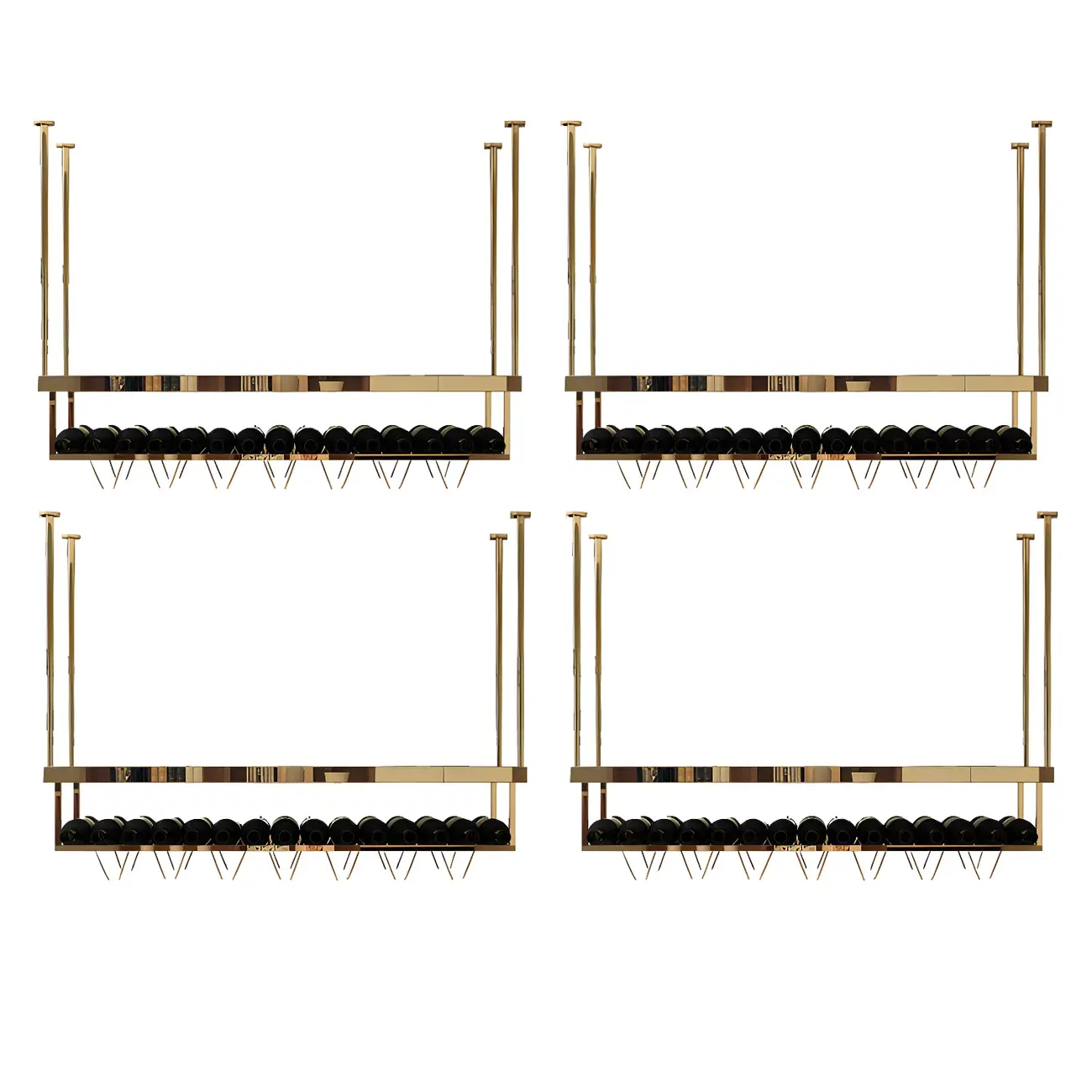 Modern Metal Hanging Wine Rack with Glass Holder