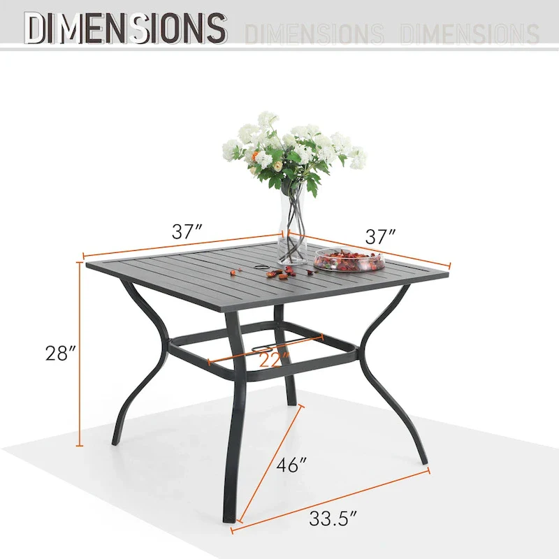 MAISON ARTS 5/6 Pieces Patio Dining Set, 4 x Aluminium Stackable Dining Chairs and 1 x Metal Table