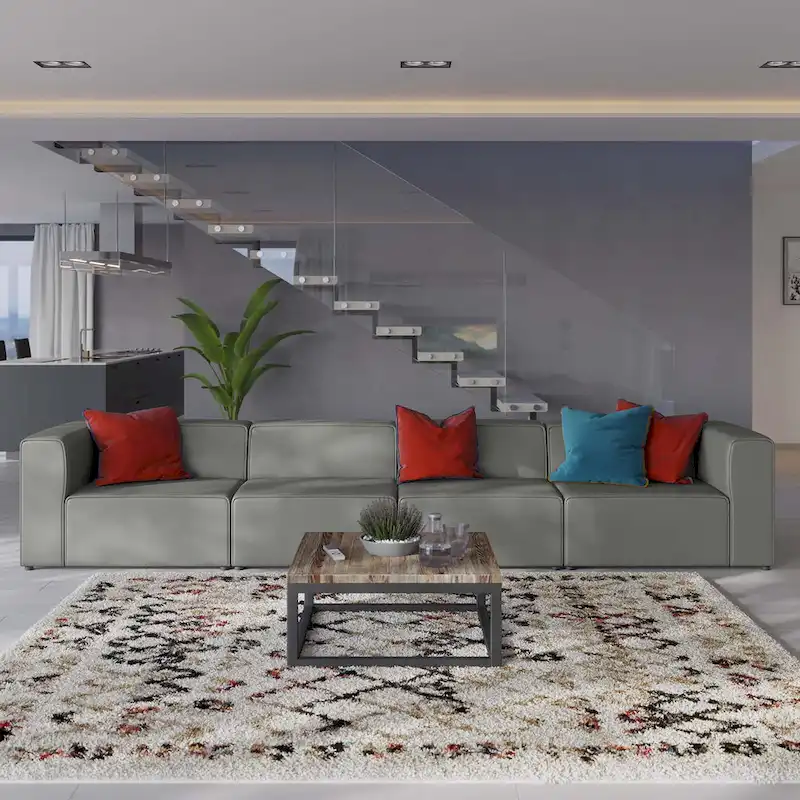 Mingle Vegan Leather 4-Piece Sectional Sofa