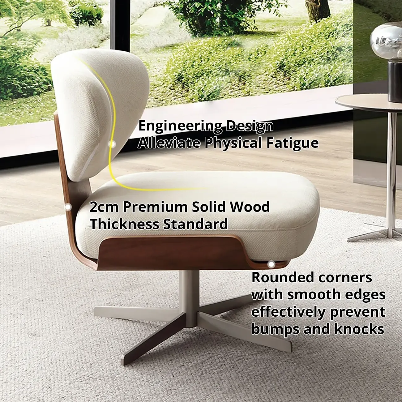 Modern Linen Swivel Accent Chair with Metal Base