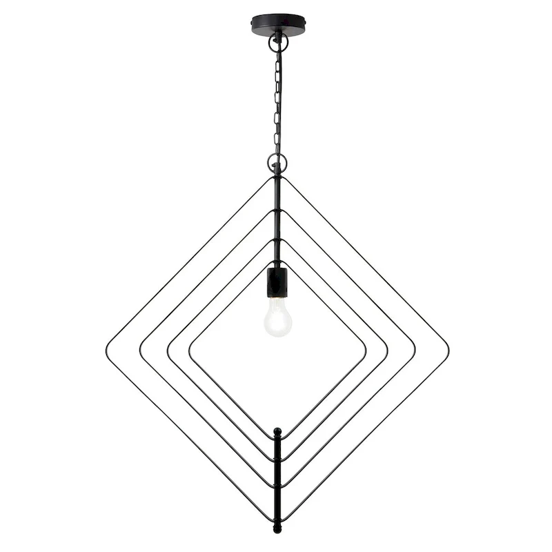 Charlotte River of Goods Black Metal 27.5-Inch Pendant Light with Adjustable Hanging Cord - 27.5  x 1.5  x 89