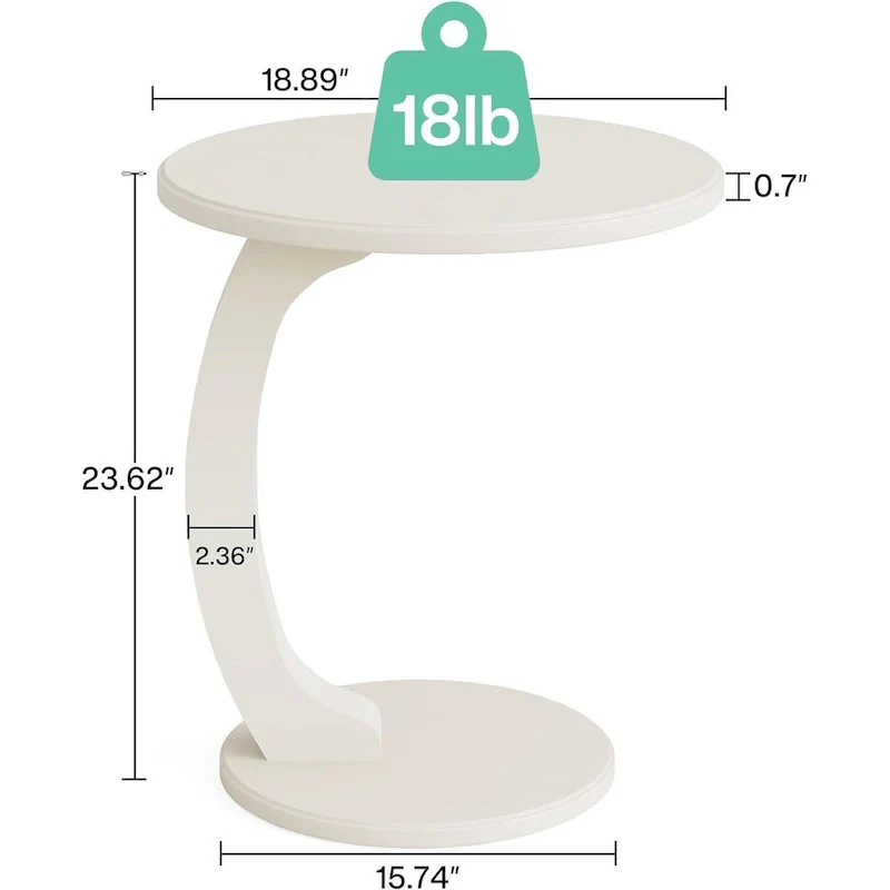 Wooden C-Shaped End Table