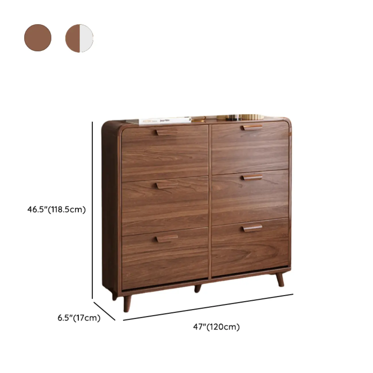 Traditional Hidden Adjustable 3 Tiers Solid Wood Shoe Cabinet