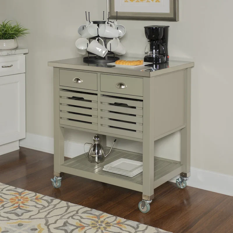 The Gray Barn White Squirrel Grey Wood Kitchen Cart
