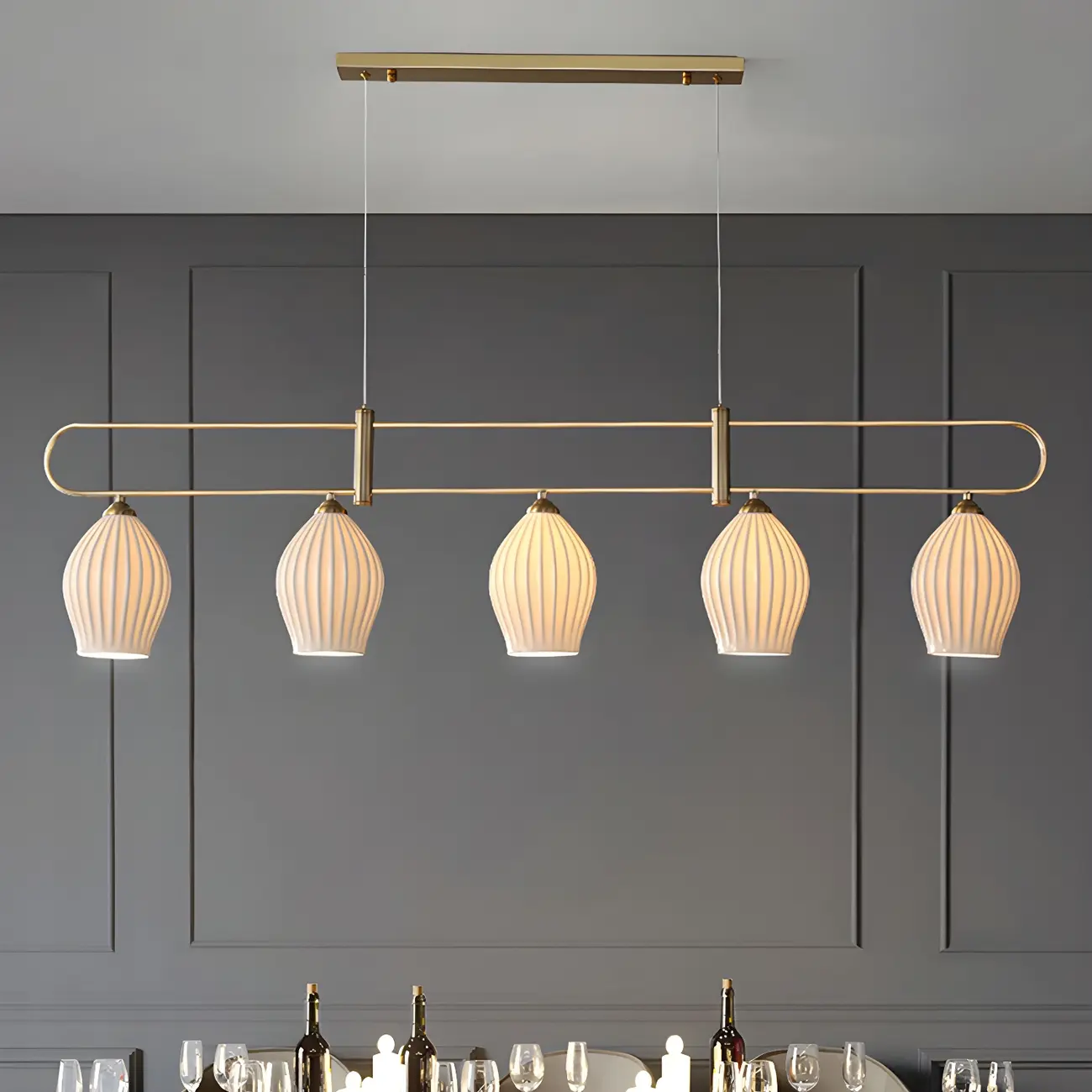 Simple Modern Ceramic Multi-Light Island Pendant Light