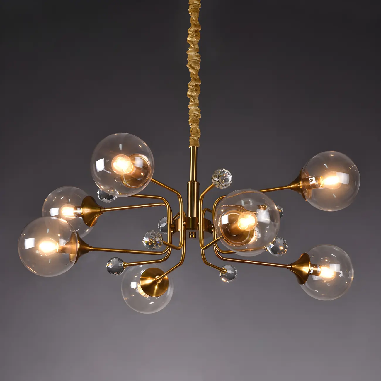 8-Light Mid-Century Modern Glass Globe Chandelier