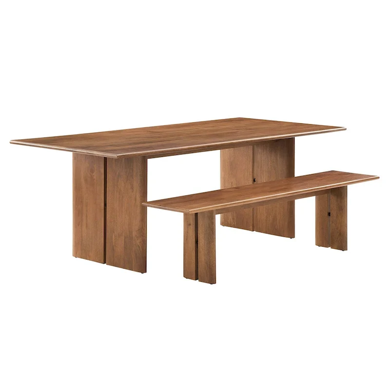 Amistad 86 Wood Dining Table and Bench Set