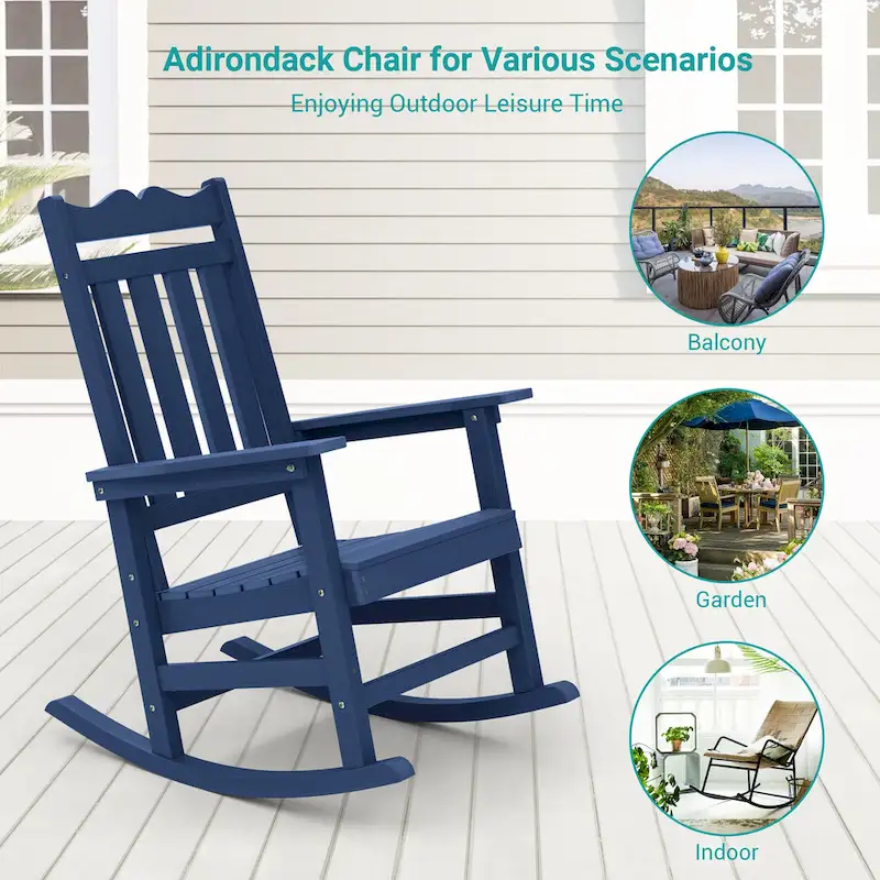 BONOSUKI Patio Adirondack Rocking Chair,Fire Pit Chair Weather Resistant
