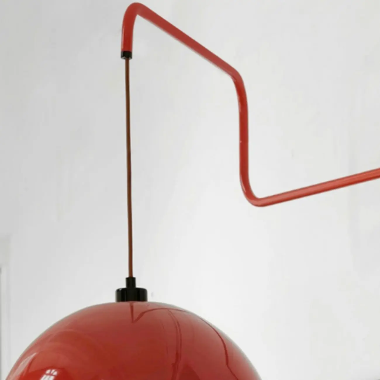 Red and White Plug-In Dome Swing Arm Wall Light