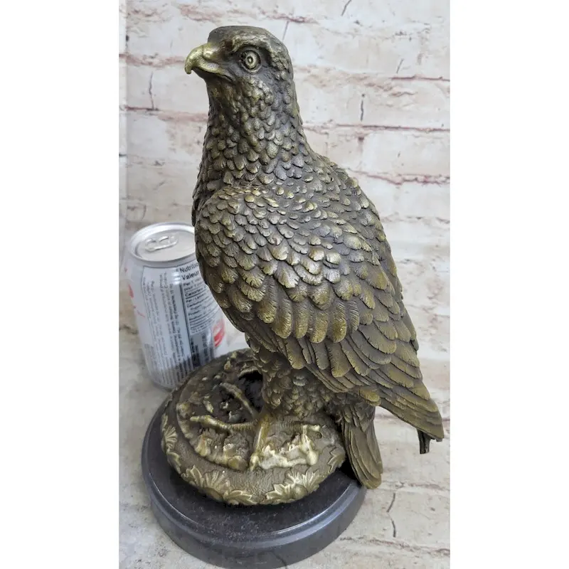 Guardian Eagle Hawk Bird Bronze Statue Sculpture Figure 12 Inches X 9 Inches