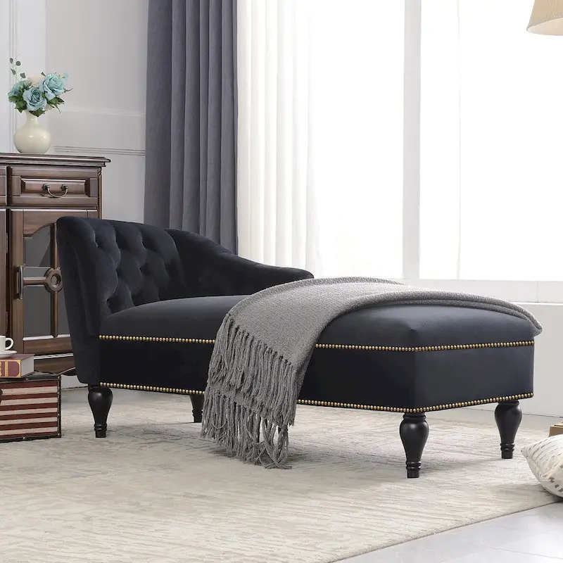[New+Video] 58Velvet Chaise Lounge - 26.50 x 58.00 x 28.60