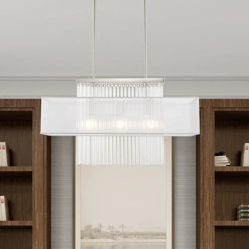 Livex Lighting 3-Light Linear Chandelier, 41143-91 - 30 L x 10 W x 26 -55 Adj. H