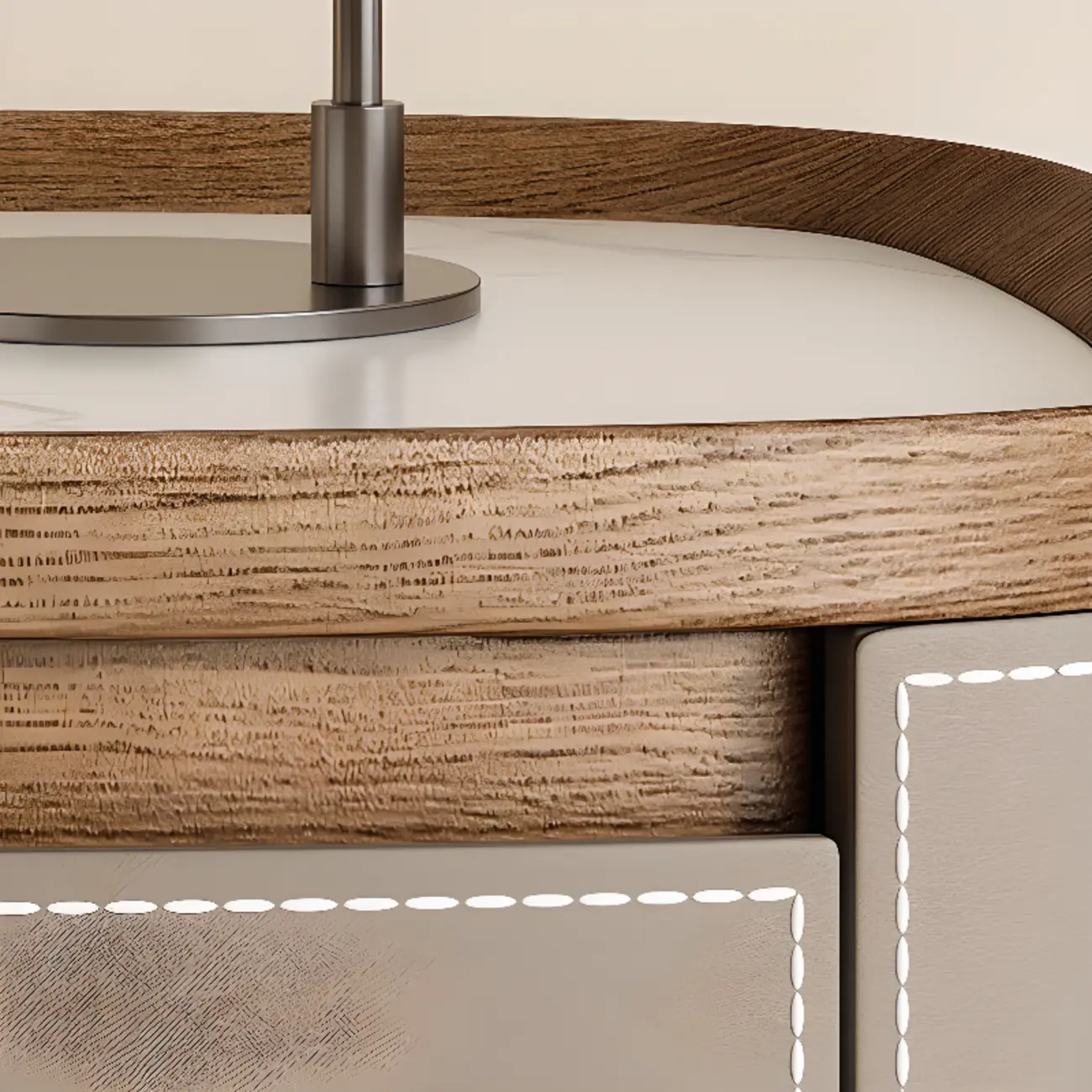 Trendy Low Tray-Top 2 Layer Solid Wood Nightstand