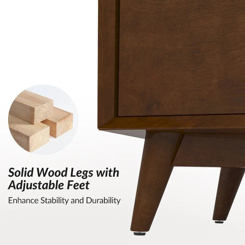 Raffaele Mid-century 6-Drawer Dresser with Solid Wood Legs by HULALA HOME