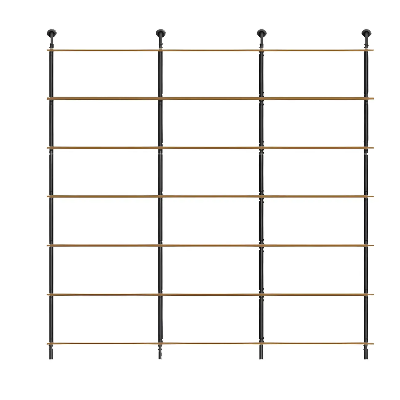 Industrial Black Wood Wall-Mounted Bookcase