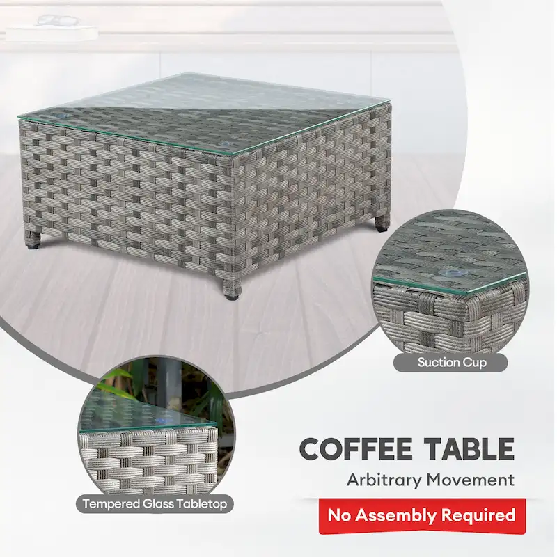 XIZZI 6-piece Patio Wicker Furniture Set with Coffee Table