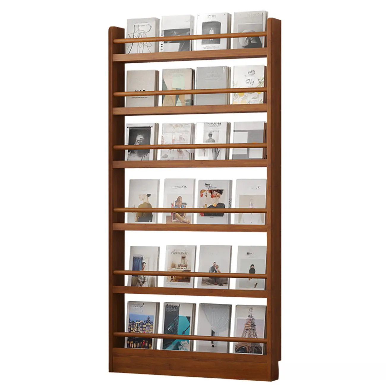 Rustic Brown Oak Bookcase Open Rectangular BookShelves