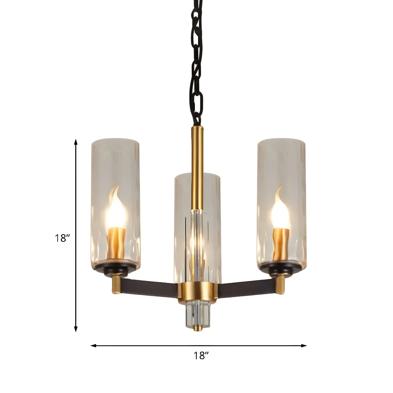 Modern Stylish Black-Gold Cylinder Glass Chandelier