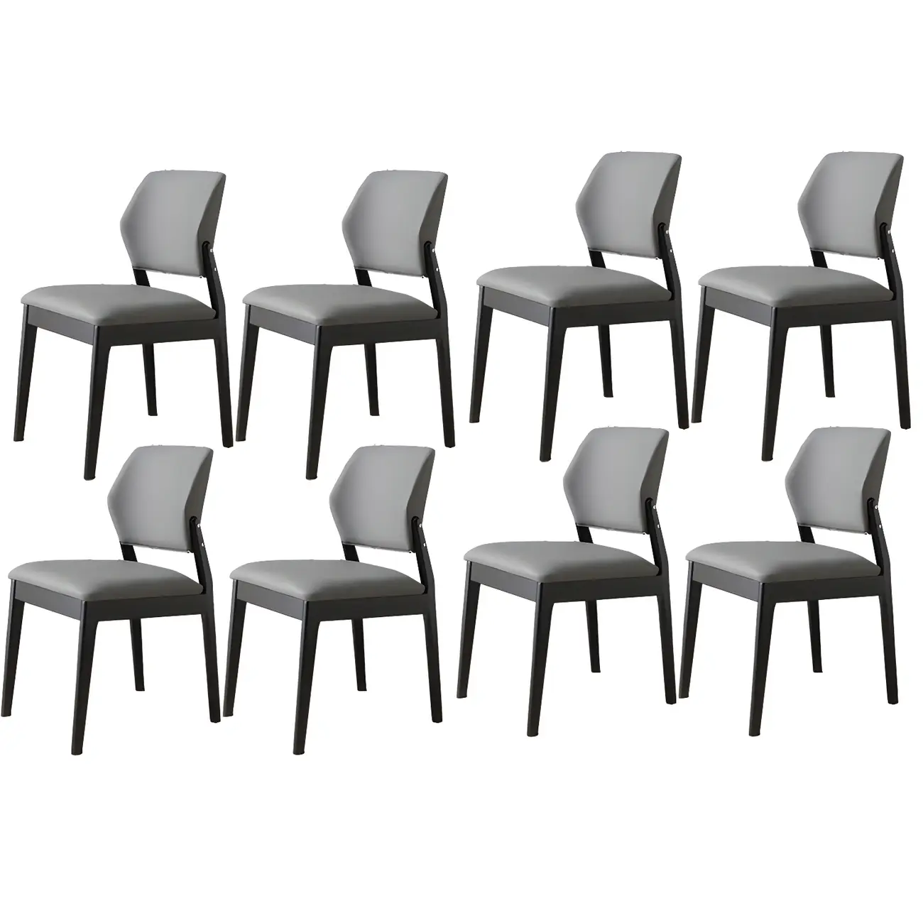 Modern Wood Faux Leather Beige Low Back Dining Chair