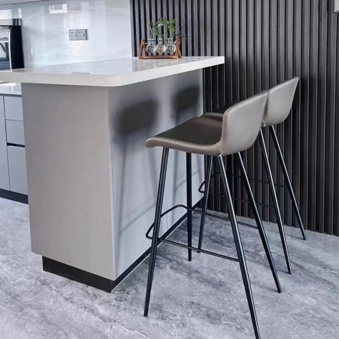 Brown Leather Saddle Seat Low Back Bar Stool