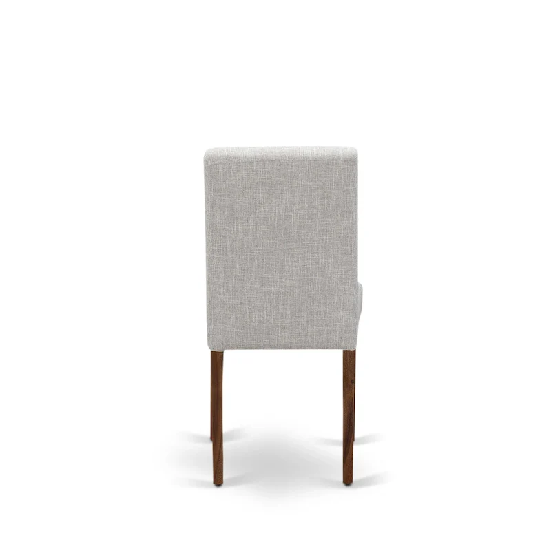 East West Furniture Dining Table Set- a Round Dining Table and Doeskin Parson Chairs, Antique Walnut (Pieces Option)