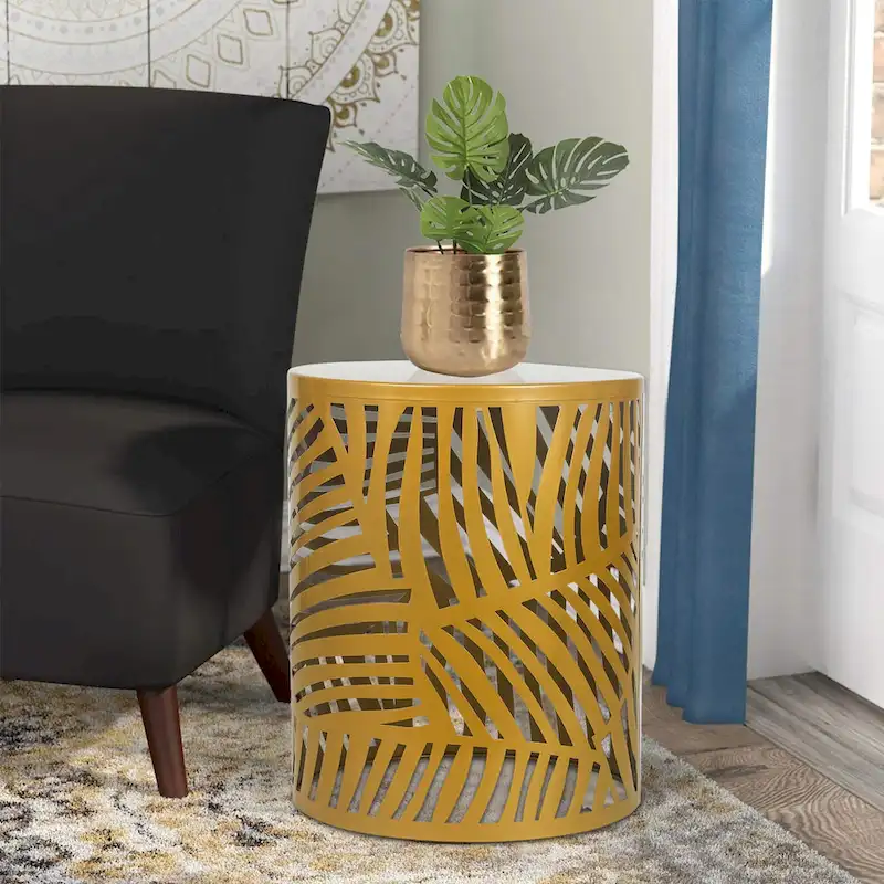 Adeco Set of 2 Round Nesting Side End Tables Set - Set of 2