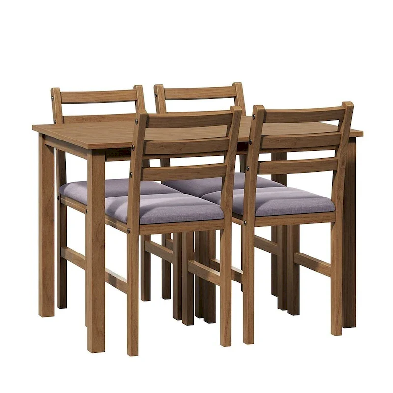 5 PCS Pub Sets Stylish Dining Table Set with 4 Upholstered Chairs