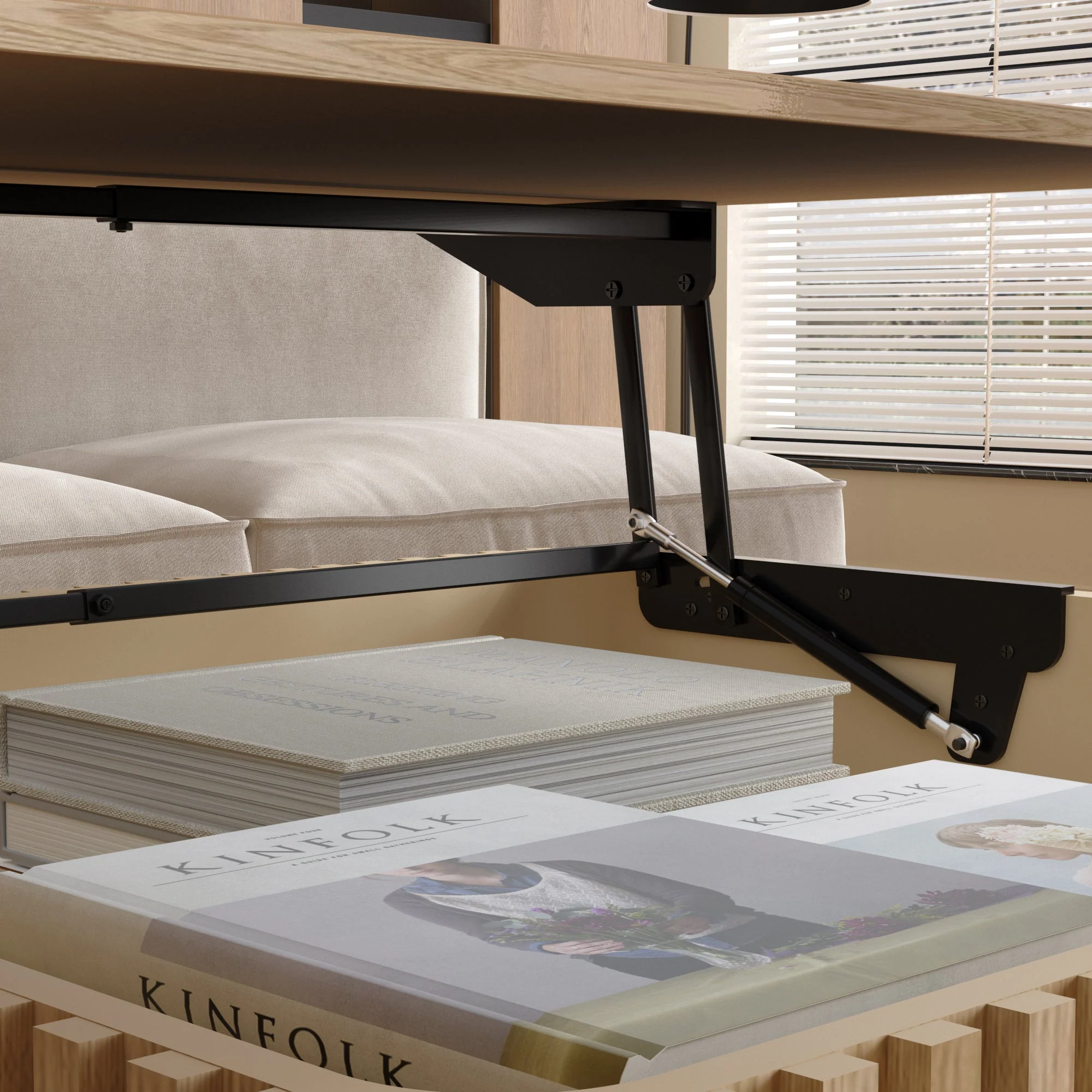 Walker Edison | Lift-Top Elevated Traditional Fluted Coffee Table