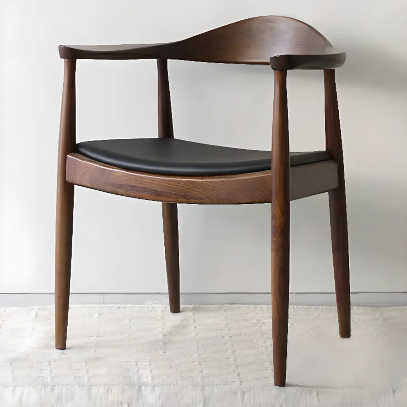 Brown Upholstered Dining Chair with Armrests