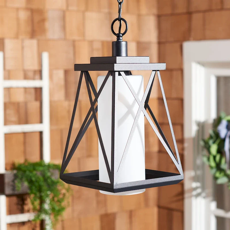 SAFAVIEH Lighting Vien 9  Modern & Contemporary Outdoor Pendant - 9  W x 9  D x 17  H - Black - 9Wx9Dx17H
