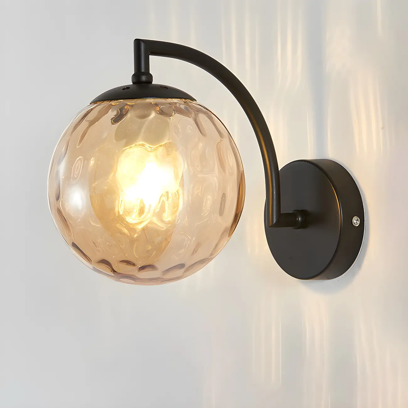 Mini Modern Globe Glass Metal Arc Vanity Wall Light
