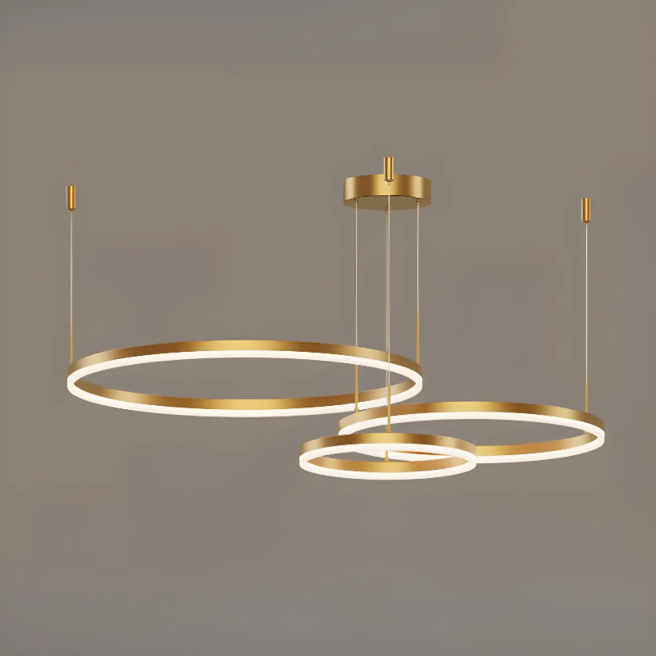Modern Gold Multi-Circle Tiered Metal Ring LED Chandelier